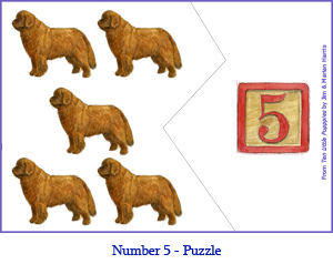 Easy (Two Piece) Number Puzzle Five – 5 Newfoundland Dogs